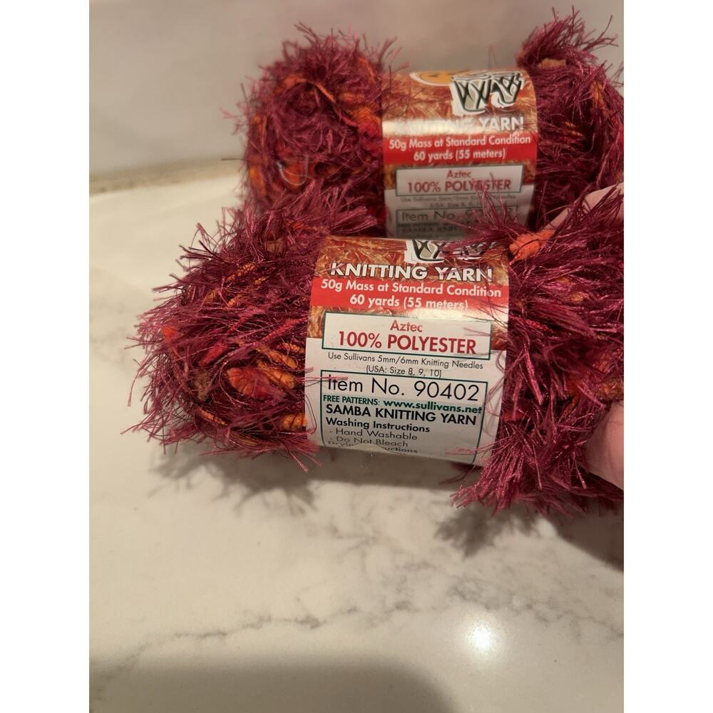 Lot of 2 Samba Sullivans Knitting Eyelash‎ Yarn Fun Fur Pink Aztec Yarn #90402 - Picture 3 of 5